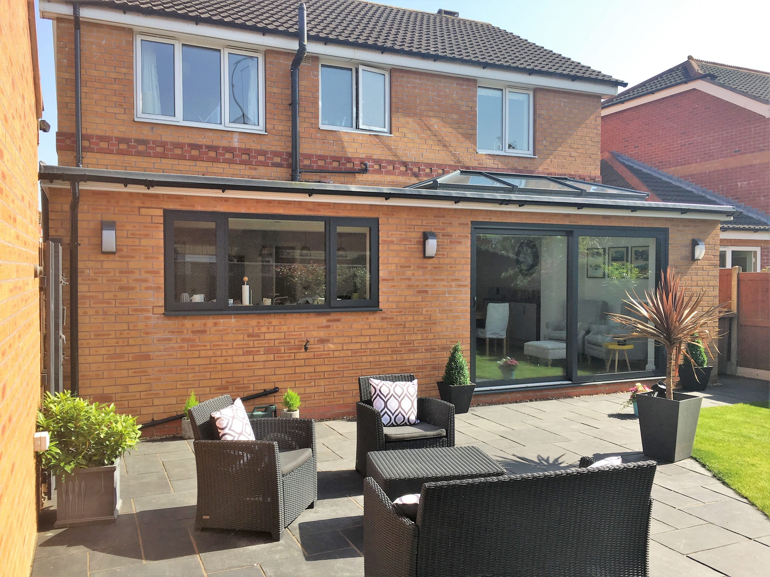 outside of a single storey rear extension